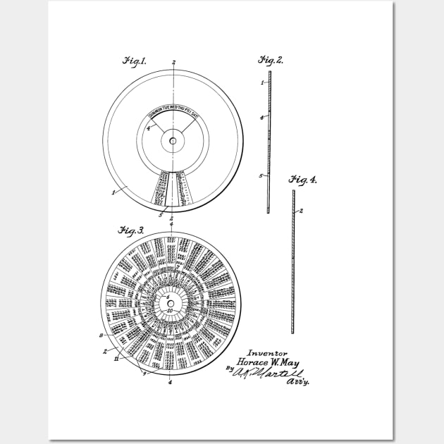 Perpetual Calendar Vintage Patent Hand Drawing Wall Art by TheYoungDesigns